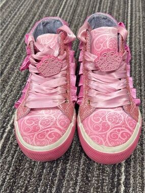 Girls' WICKED Pink High-Top Fashion Sneakers - Satin Lace-Up